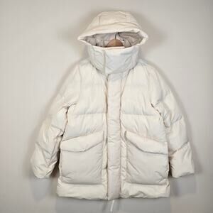 Halfdays Wheeler Parka Size L Oatmilk Puffer Jacket Coat Relaxed Ski Snow Winter